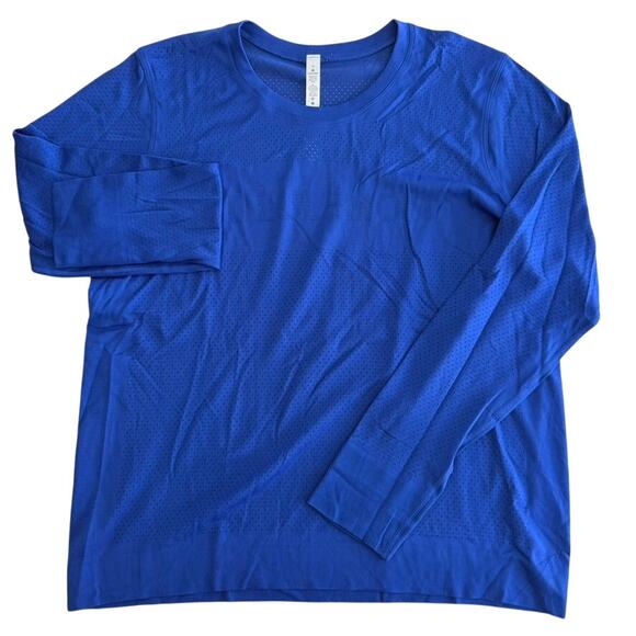Lululemon Breeze By Long Sleeve Jet Stream Blue 12 Mesh NEW Gym Run Workout - Picture 2 of 6